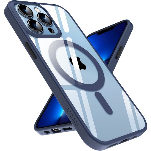 [2024 New] for iPhone 13 Pro Max Case with MagSafe, [Strong Magnet] [Non Yellowing] [Military Drop Protection] Magnetic Clear Slim Thin Promax Phone Cover for Apple 13pro Max (Mag Safe Navy Blue)