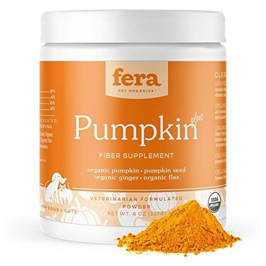 Fera Pets Pumpkin Plus Fiber Supplement for Pets - Dog & Cat Regularity and Gut Function - Organic Pumpkin Seeds, Flax Seeds & More - 90 Scoops