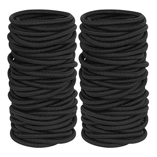 120 Pieces Black Hair Ties for Thick and Curly Hair Ponytail Holders Hair Elastic Band for Women or Men(4mm)