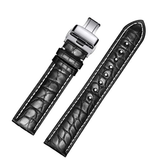 Alligator Leather Watch Strap Deployment Buckle for Men Watch's Band and Women's Watch Band 18mm 19mm 20mm 21mm 22mm 23mm 24mm
