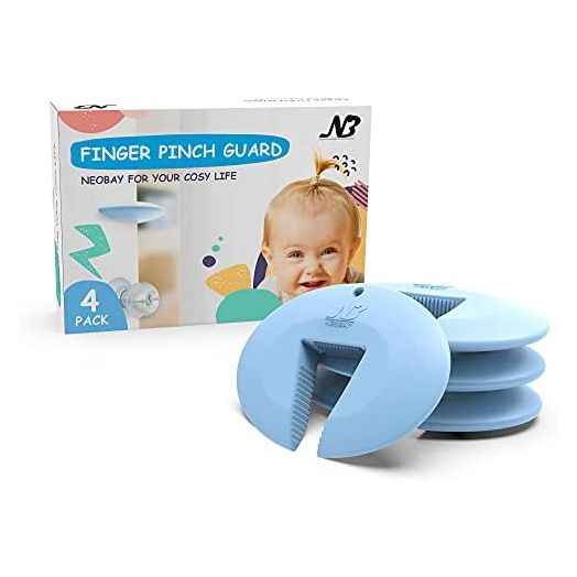 Neobay Door Pinch Guard (Pack of 4). Durable Silicone Door Stopper for Babies. Finger Pinch Guard Prevents Finger Pinch Injuries, Slamming Doors.