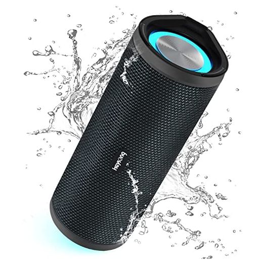 HEYSONG Portable Bluetooth Speaker, Waterproof Wireless Outdoor Speakers with LED Light, Enhanced Bass, IPX7 Floating, 40H Play, TF Card, True Wireless Stereo for Party, Shower, Biking, Gifts for Men