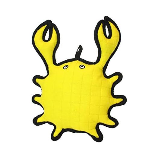 TUFFY - World's Tuffest Soft Dog Toy - Ocean Crab - Squeakers - Multiple Layers. Made Durable, Strong & Tough. Interactive Play (Tug, Toss & Fetch). Machine Washable & Floats. (Regular)