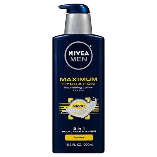 NIVEA MEN Maximum Hydration Body Lotion, 3-in-1 Nourishing Lotion for Men, 16.9 Fl Oz Bottle