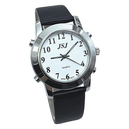Spanish Talking Watch for Blind People or Visually Impaired People with Alarm of Quartz, Leather Strap