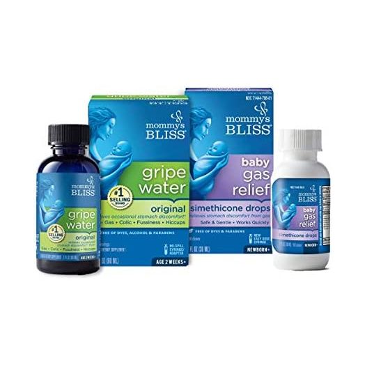 Mommy's Bliss Gripe Water Original 2 Fl Oz & Baby Gas Relief Drops 1 Fl Oz Combo Pack, Helps Relieve Baby's Gas, Colic, Hiccups & General Fussiness, Safe & Gentle for Babies, Total 3 Fl Oz