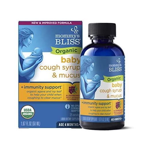 Mommy's Bliss Organic Baby Cough Syrup and Mucus + Immunity Support, Contains Organic Agave and Ivy Leaf, Made for Babies 4 month+, 1.67 Fluid Ounces