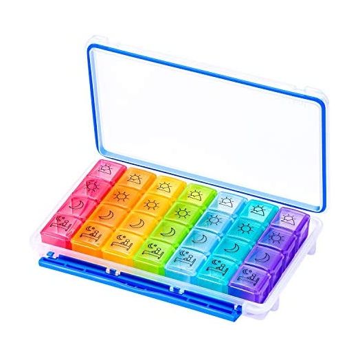 NuLeaf Pill Organizer 4 Times A Day, 7 Day Travel Pill Organizer