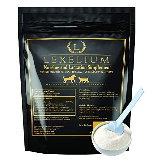 Lexelium Nursing Supplement and Vitamins for Nursing Dogs and Cats - Nursing, Lactation and Recovery Supplement for Breeders - Muscle & Mental Development for Puppies and Kittens - 200g