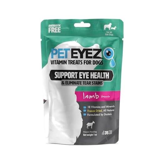Tear Stain Remover Vitamin Treats for Dogs - Support Eye Health & Reduce Itching & Tear Stain Buildup - 100% Natural Dog Treats with Superfoods, Antioxidants & Nutrients - Lamb Flavor - 1oz
