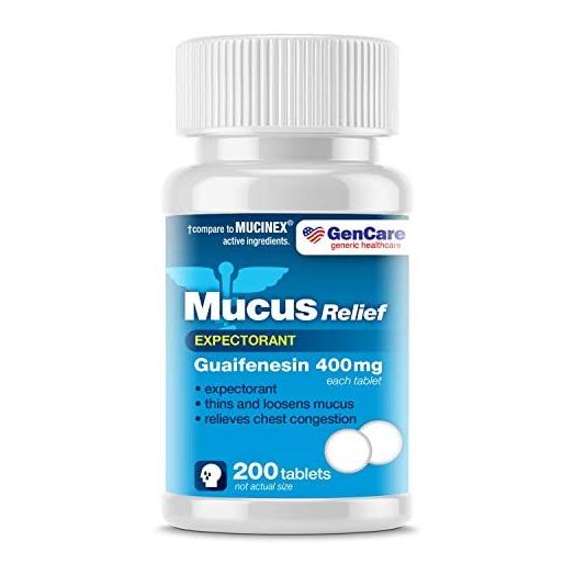 GenCare - Mucus Relief Expectorant (Guaifenesin) 400 mg (200 Tablets) Value Pack | Fast Acting Thinning of Mucus for Colds, Chest Congestion, Flu, Coughing and Allergies | Generic Mucinex Medicine