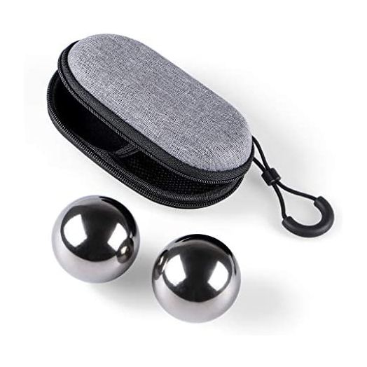 MDLUU Stainless Steel Baoding Balls, 1.57 Inches Chinese Health Balls, No Chime Hand Massage Balls with Case