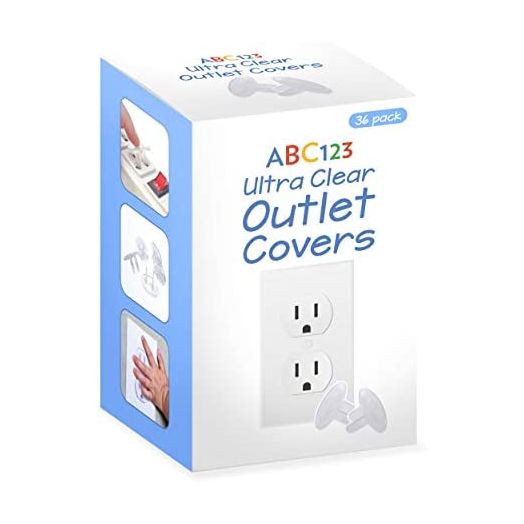ABC123 - Outlet Plug Covers (36 Pack) Clear Child Proof Electrical Outlets Protector - Wall Socket Protector for Kids