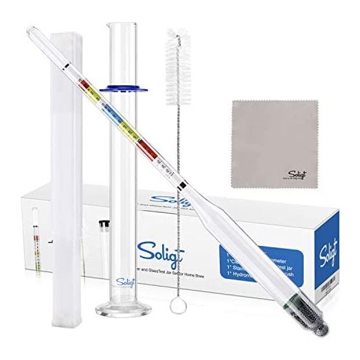 SOLIGT Triple Scale Hydrometer and Glass Test Jar