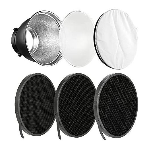 Soonpho 7" Standard Reflector Diffuser Lamp Shade Dish with 20° /40°/ 60° Degree Honeycomb Grid White Soft Cloth for Bowens Mount Studio Strobe Flash Light Speedlite