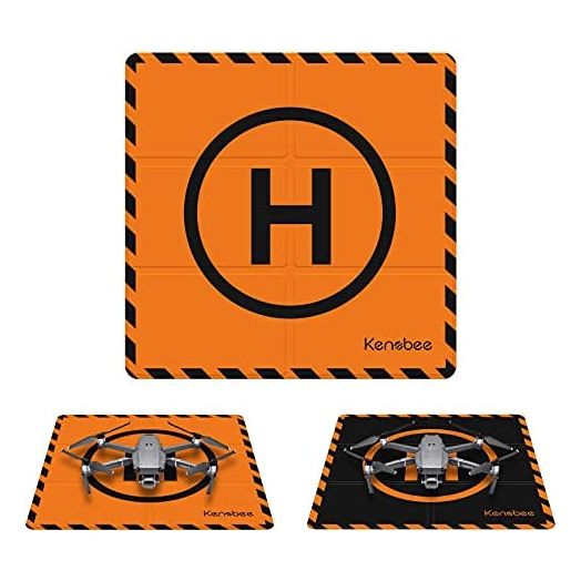 KENOBEE 20" Drone Landing Pad, Fast-Fold Double-Sided Waterproof 50CM Portable Helipad for DJI Mini 3 Pro, Mini 2, Mavic 3, Mavic Air 2, DJI Air 2S / Zoom, DJI FPV, Drone Accessories, Orange/Black