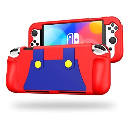 KENOBEE Silicone Case Compatible with Nintendo Switch OLED Model 2021, Soft Lightweight Ergonomic Grip Protective Cover with Shock-Absorption and Anti-Scratch Design for Switch OLED Console 7.0", Red