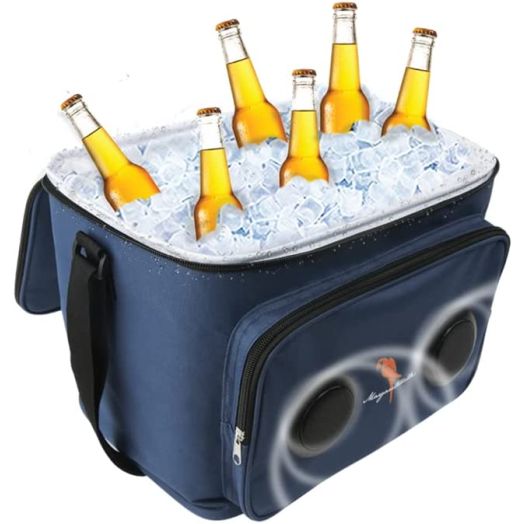 Margaritaville Cooler Bluetooth Speaker, Wireless & Portable Speaker with Ice Chest, 12 Can & Bottle Capacity, 33 Foot Range & 5 Hours of Playtime, Navy
