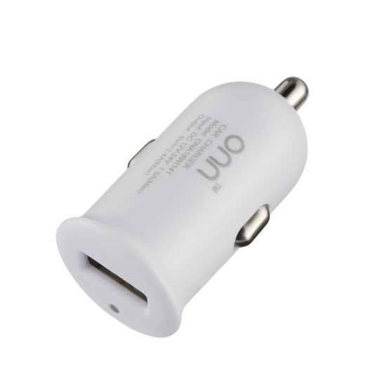 onn. 2.4A USB Type-A Car Charger Port, White