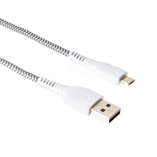 onn. 6' Braided Micro-USB to USB Cable, White