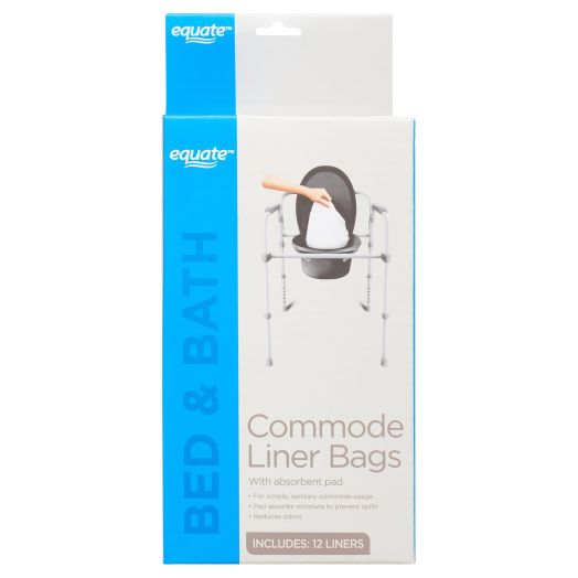 Equate Commode Liner Bags with Absorbent Pad, 12 Count
