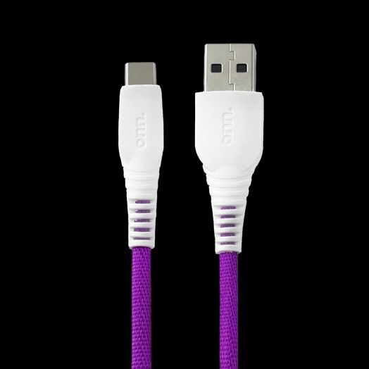 onn. USB to USB-C Rainbow Charging Cable, Pink, 6'