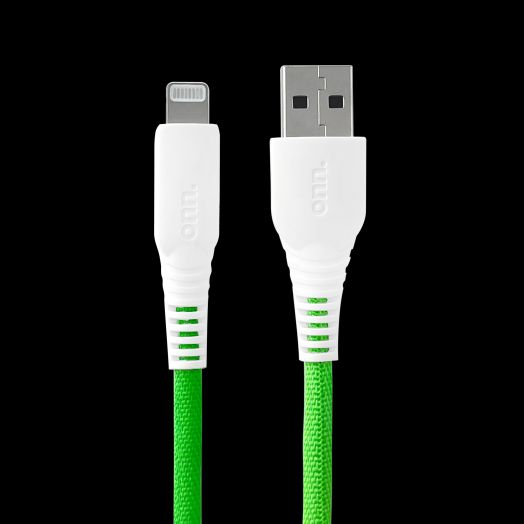 onn. Lightning to USB Rainbow Charging Cable, Yellow, 6'