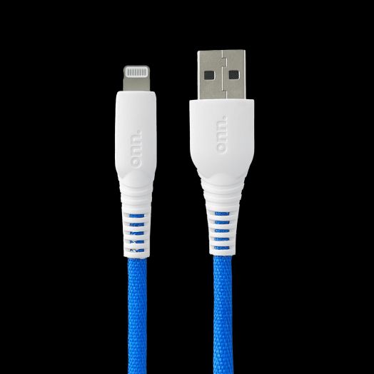 onn. Lightning to USB Rainbow Charging Cable, Orange, 6'