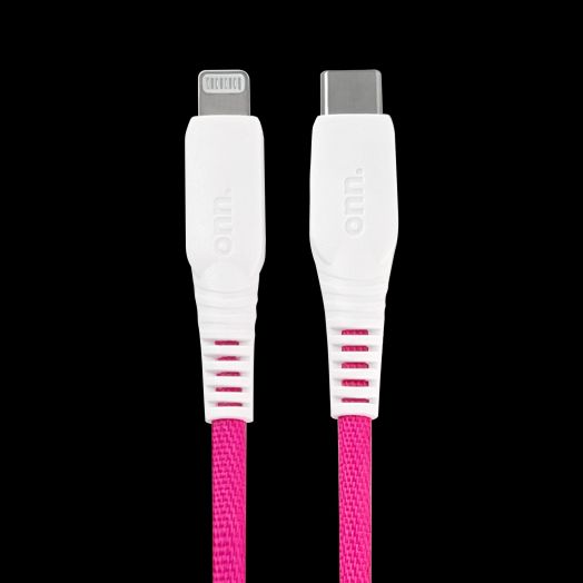 onn. Lightning to USB-C Rainbow Charging Cable, Multicolor, 6'