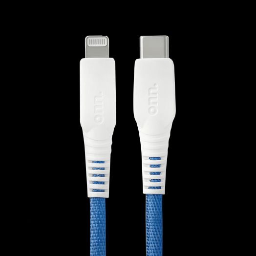 onn. Lightning to USB-C Rainbow Charging Cable, Orange, 6'