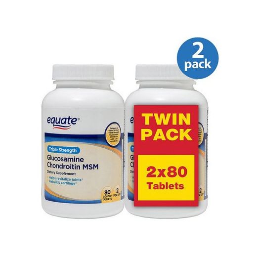 Equate Triple Strength Glucosamine Chondroitin MSM Tablets, 80 Ct , 2 pk