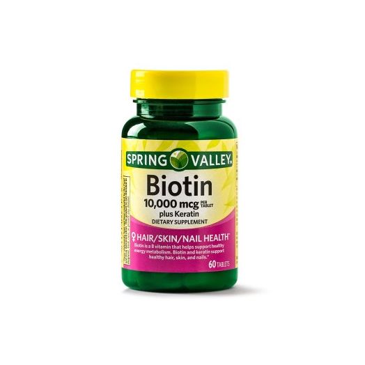 Spring Valley Biotin Plus Keratin Tablets, 10000 mcg, 60 Ct