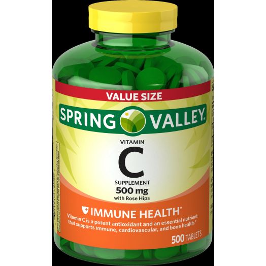 Spring Valley Vitamin C Supplement with Rose Hips, 500 mg, 500 count (Value Size)