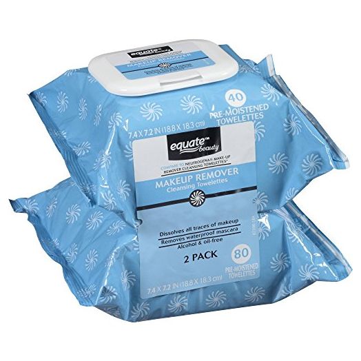 Equate Makeup Remover Cleansing Towelettes, 40 Ct, 2 Pk