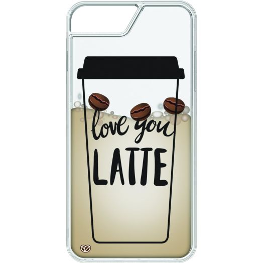 onn. iPhone 6 Plus, 7 Plus & 8 Plus Love You Latte Liquid Fashion Case, Clear