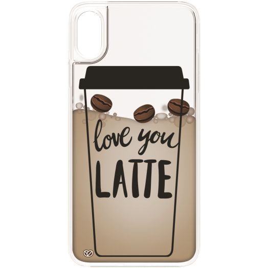 onn. Love You Latte Liquid Fashion Phone Case for iPhone XS Max, Clear
