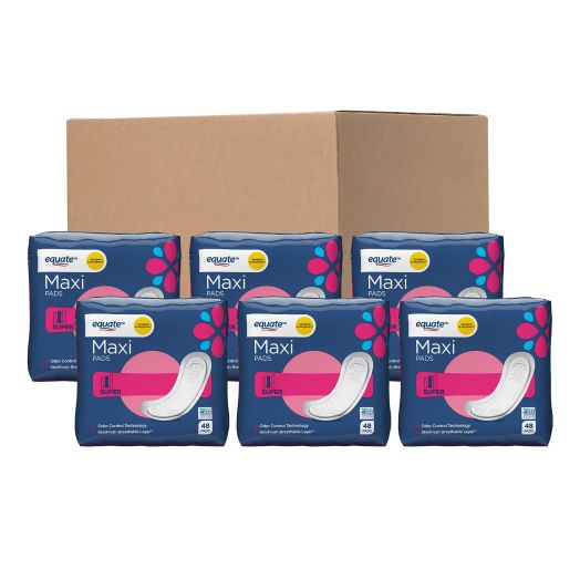 Equate Multi Channel Maxi Pads, Super Unscented, 48 ct
