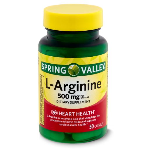 Spring Valley L Arginine Amino Acid Supplements, 1 Capsule Per Serving, 50 Ct