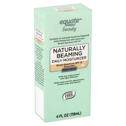 Equate Beauty Naturally Beaming Broad Spectrum Daily Moisturizer Sunscreen, SPF 15, 4 fl oz