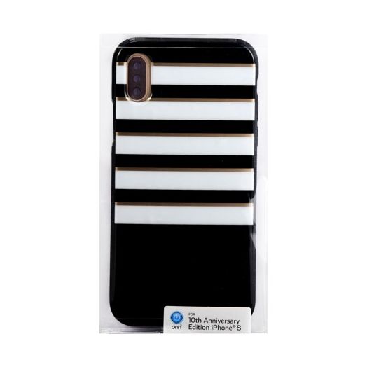 Onn by  black, white & gold stripes case for iphone x