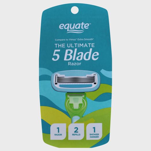 Equate Women's 5 Blade Razor Handle and 2 Razor Cartridges