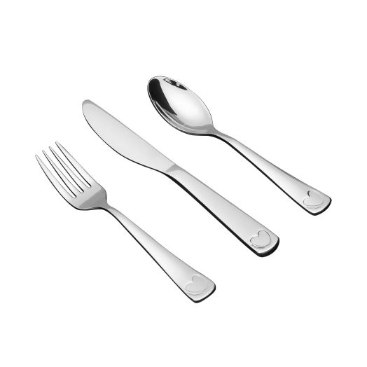Parent's Choice Premium Stainless Steel Toddler Flatware, Silver Tableware, 3 Piece Set