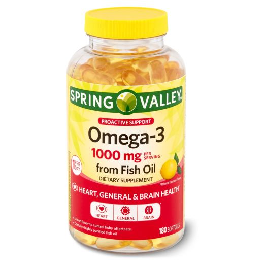 Spring Valley Omega-3 Fish Oil Soft Gels, 1000 mg, 180 Count