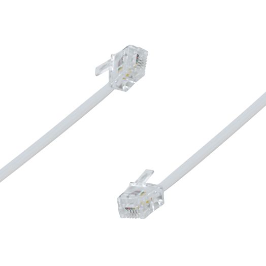 onn. 25ft. Telephone, Modem and Fax Line Cord, White, 100010004