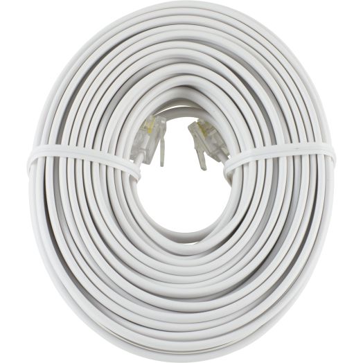 onn. 50 ft Telephone Cord, White, 100010005