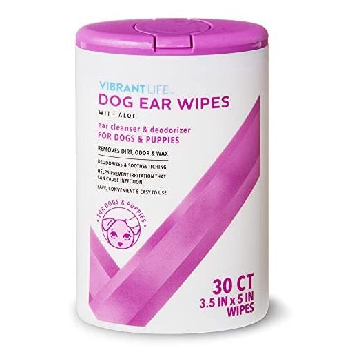 Vibrant Life Dog Ear Wipes with Aloe, 30 Count