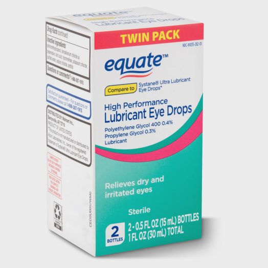 Equate High Performance Lubricant Eye Drops, 0.5 fl oz, Twin Pack
