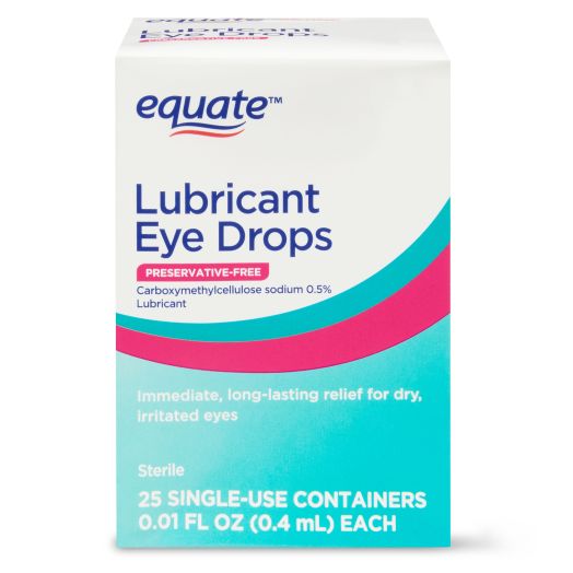 Equate Carboxymethylcellulose Sodium Lubricant Eye Drops, 0.01 fl oz, 25 Count