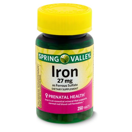 Spring Valley Iron as Ferrous Sulfate Dietary Supplement, 27 mg, 250 count