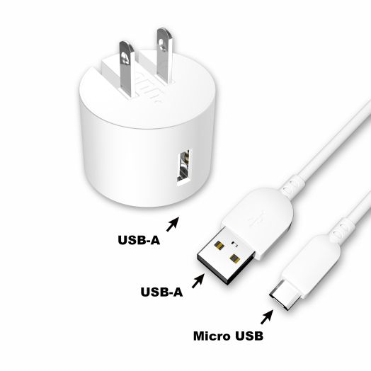 onn. Wall Charging Kit with 3ft Micro-USB to USB Cable, White,LED Power Indicator,Travel Friendly Plugs Folds Down For Easy Travel. Compatible All Micro-USB Devices.